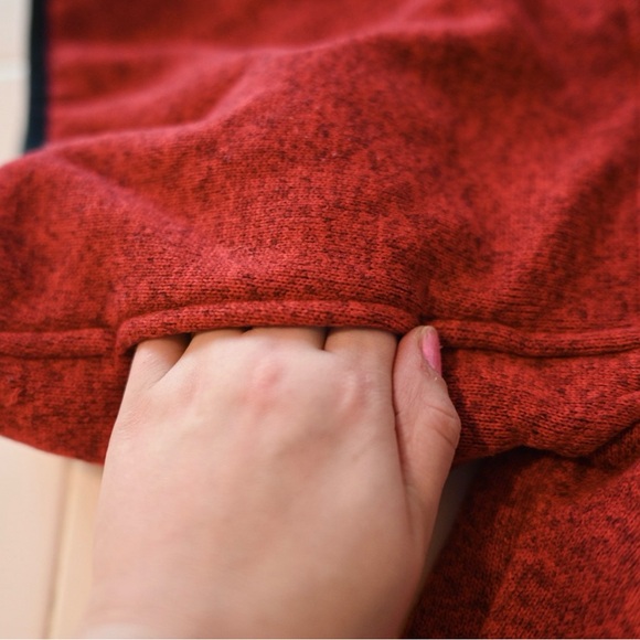 L.L. Bean Boys 3T Red & Navy Pullover Sweater Mock Neck Button Closure - Picture 7 of 10